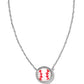 BASEBALL SHORT PENDANT NECKLACESILVER IVORY MOTHER OF PEARL