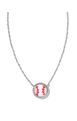 BASEBALL SHORT PENDANT NECKLACESILVER IVORY MOTHER OF PEARL
