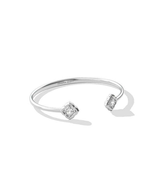 MALLORY CRYSTAL CUFF BRACELET - SILVER WHITE CZ S/M - She Chester