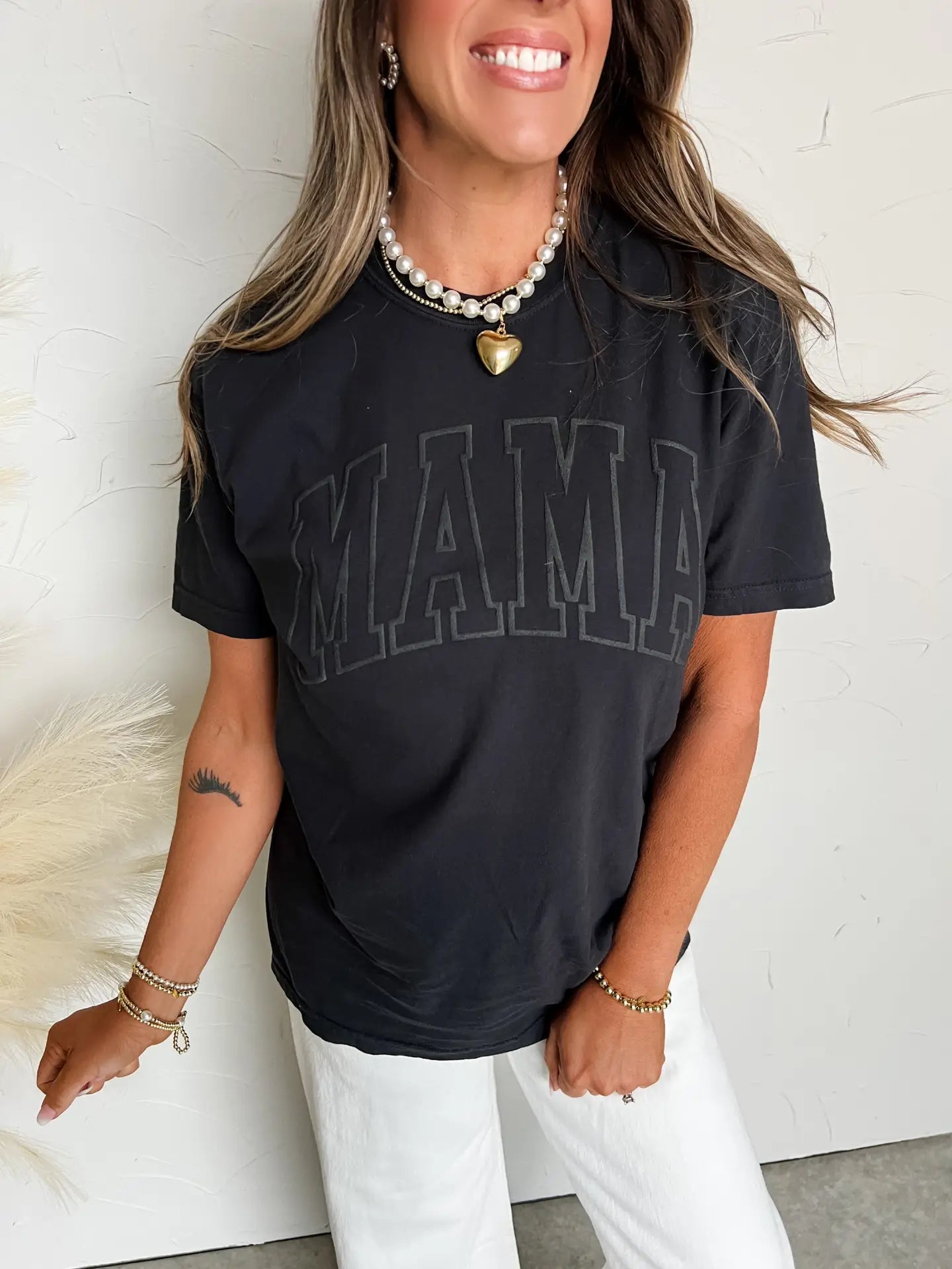 Mama Black Puff Tee - She Chester
