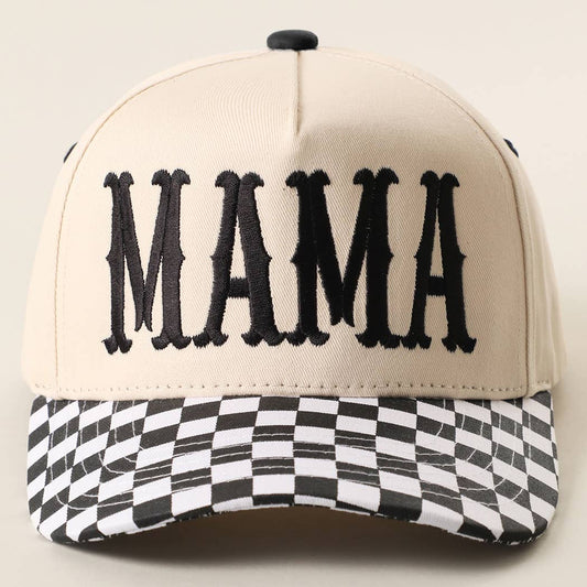 MAMA Embroidered Checkered Brim Trucker Hat - She Chester