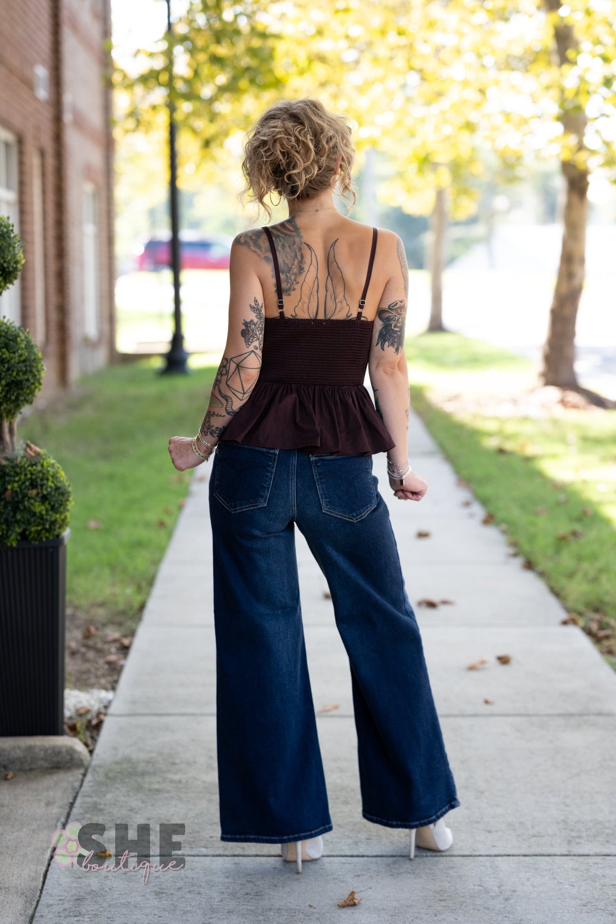 Mansi Brown Pleated Tank - She Chester