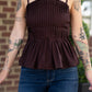 Mansi Brown Pleated Tank - She Chester