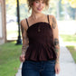 Mansi Brown Pleated Tank - She Chester