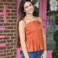 Mansi Cinnamon Pleated Tank - She Chester