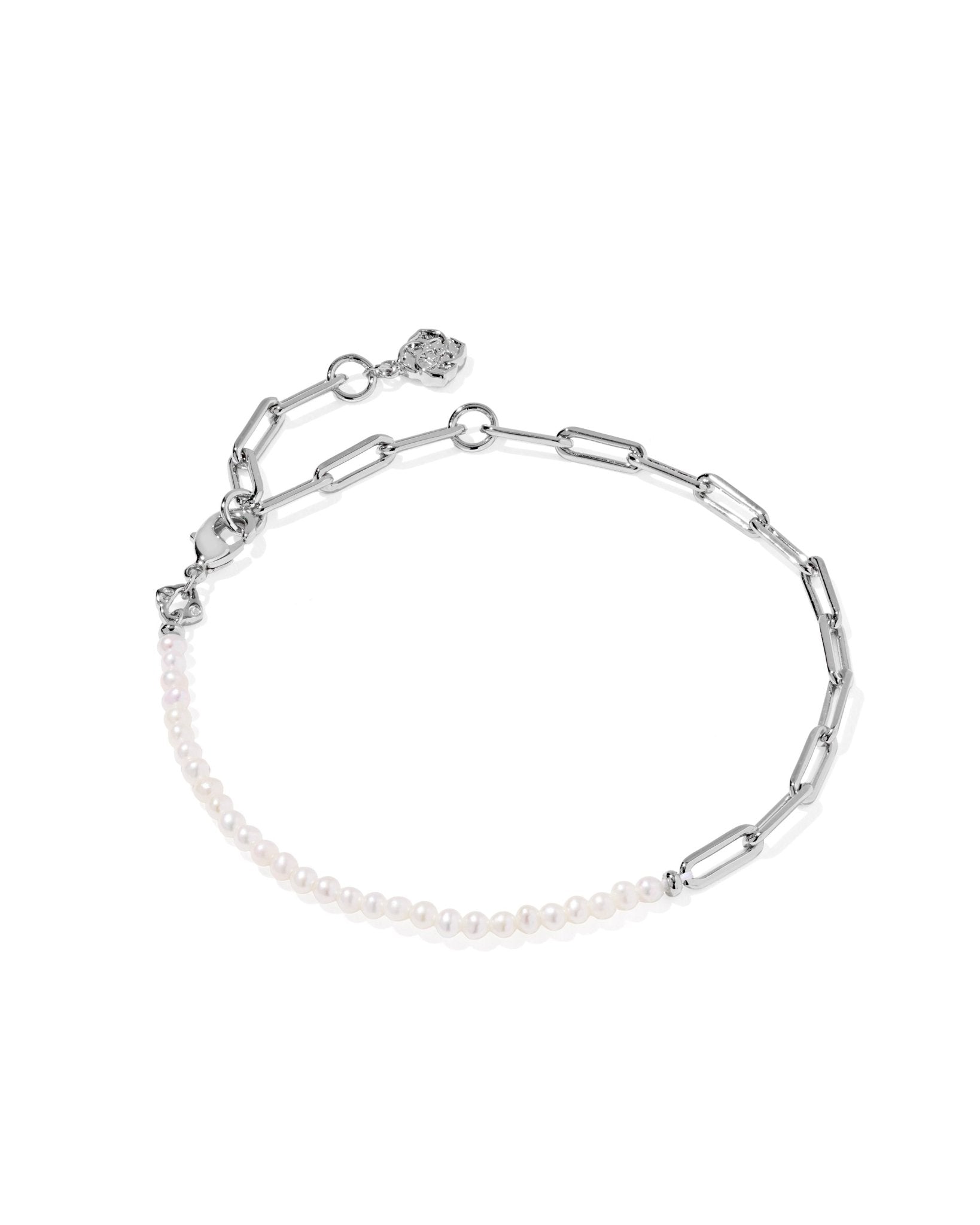 MARKIE HALF CHAIN BRACELET RHODIUM FRESHWATER CULTURED PEARL - She Chester