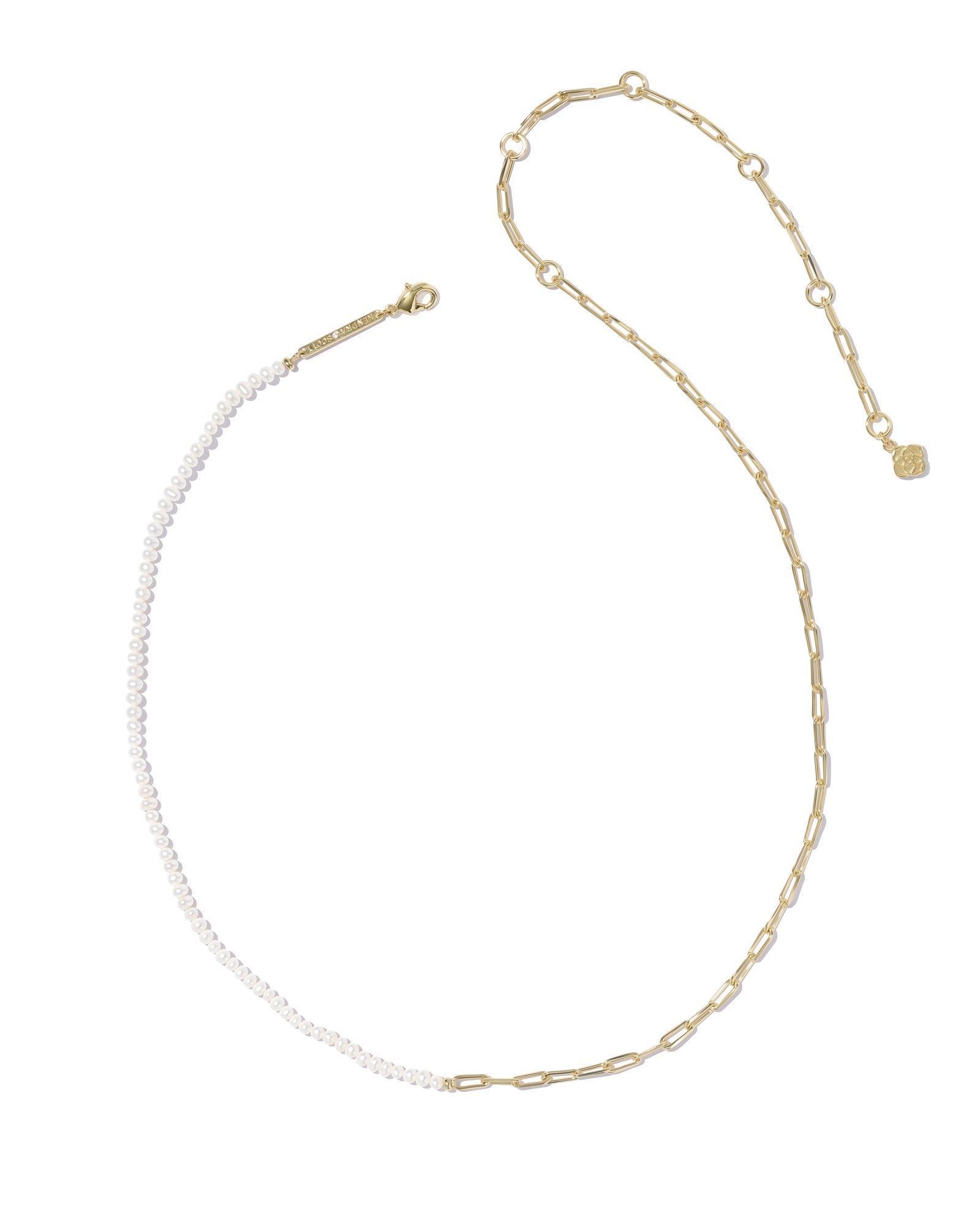 MARKIE HALF CHAIN NECKLACE GOLD FRESHWATER CULTURED PEARL - She Chester