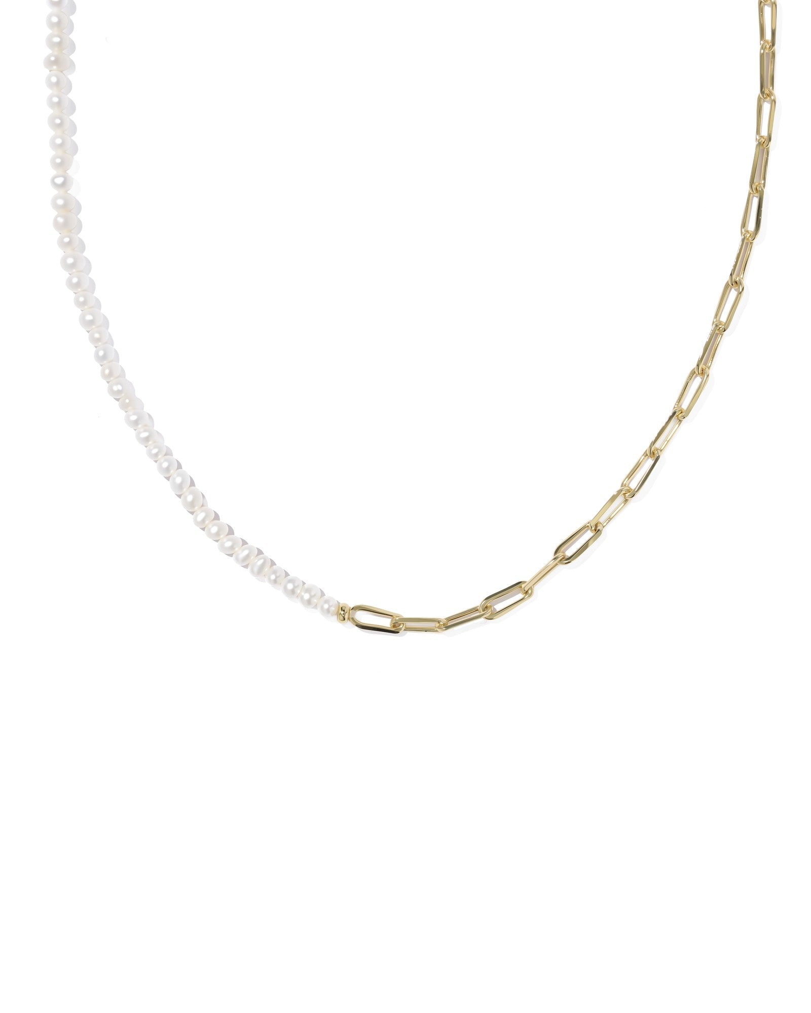 MARKIE HALF CHAIN NECKLACE GOLD FRESHWATER CULTURED PEARL - She Chester