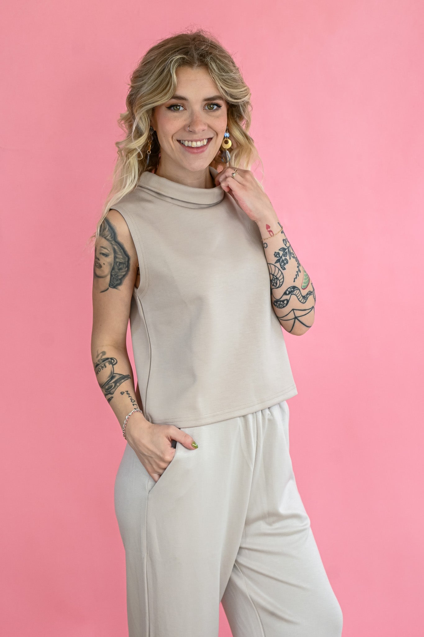 Martha Mock Neck Tank - She Chester