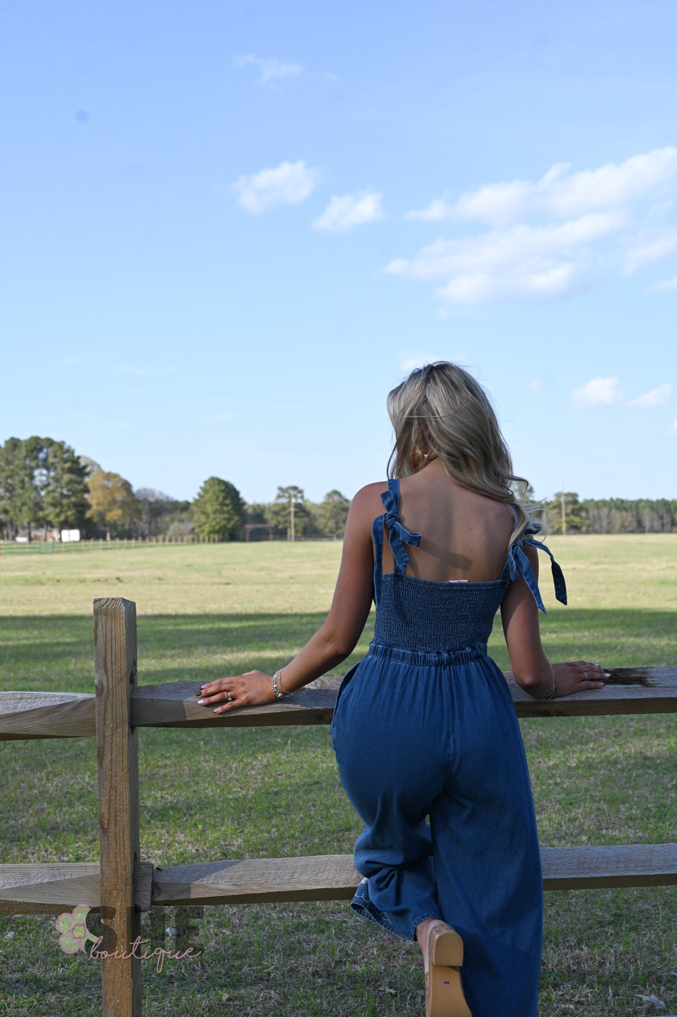 Meadow Embroidered Denim Jumpsuit - She Chester