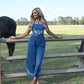Meadow Embroidered Denim Jumpsuit - She Chester