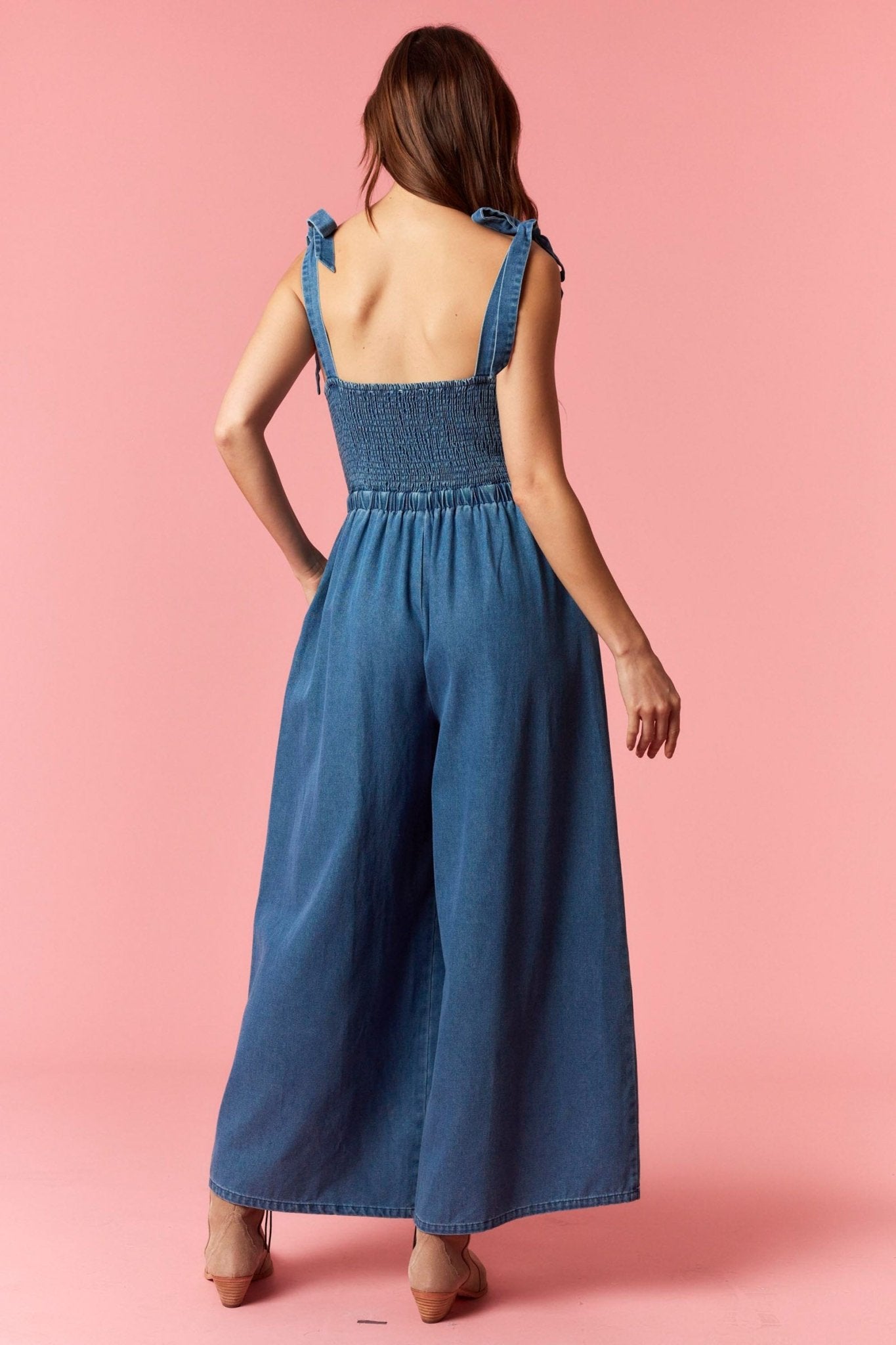 Meadow Embroidered Denim Jumpsuit - She Chester