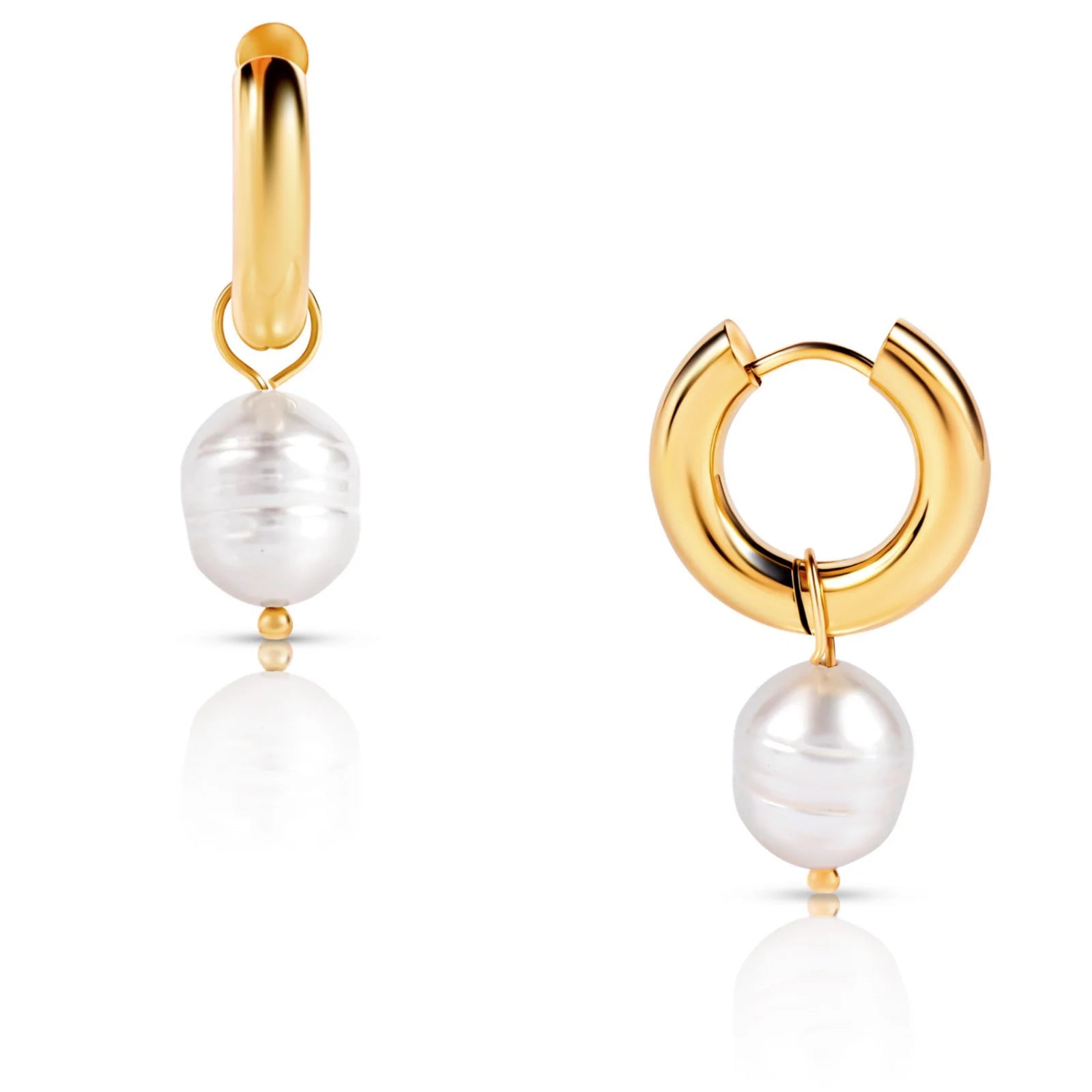 Melrose Mini Hoop Pearl Earring - Gold 398 - She Chester