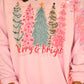 Merry and Bright Christmas Trees Pink Crewneck - She Chester