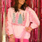 Merry and Bright Christmas Trees Pink Crewneck - She Chester