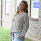 Mineral Wash Waffle Knit Button-Up Shacket: DARK TAUPE - She Chester