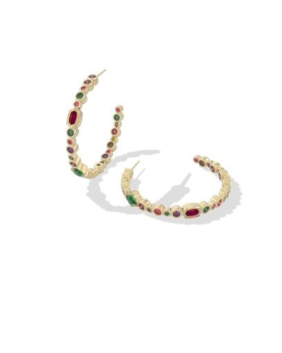 Mini Elisa Abbie Hoop Earrings - Gold Dark Multi Mix - She Chester