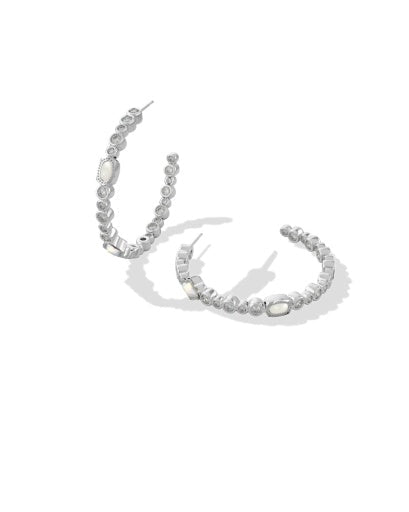 Mini Elisa Abbie Hoop Earrings - Silver White Mix - She Chester