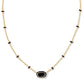 Mini Elisa Enamel Frame Pendant Gold Black Agate - She Chester