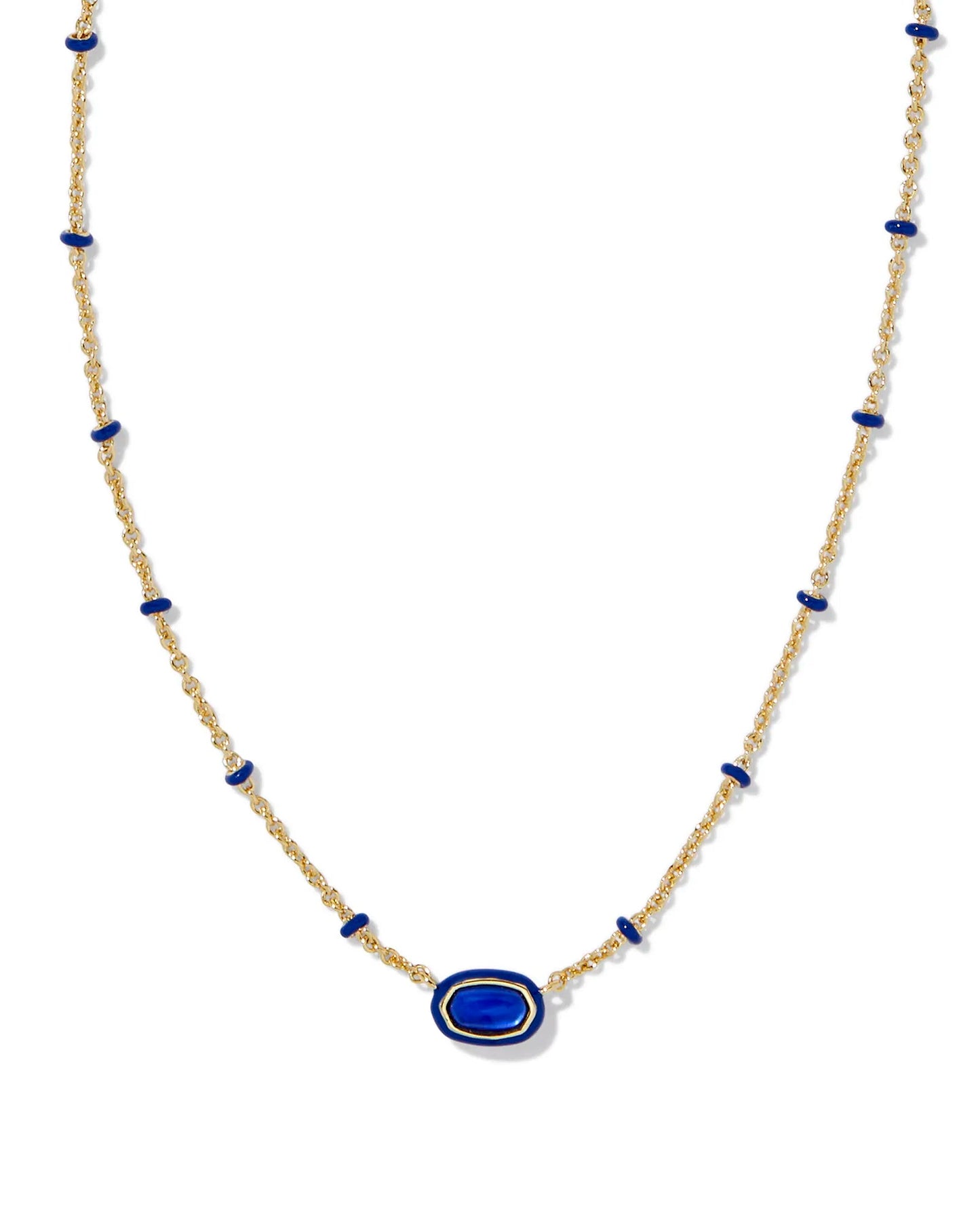 Mini Elisa Enamel Frame Pendant Gold Cobalt Illusion - She Chester