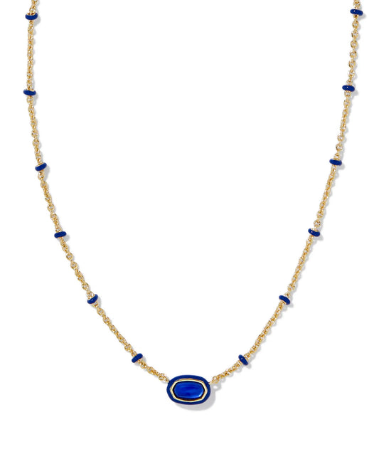 Mini Elisa Enamel Frame Pendant Gold Cobalt Illusion - She Chester