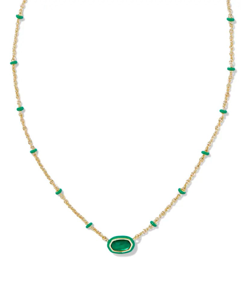 Mini Elisa Enamel Frame Pendant Gold Emerald Illusion - She Chester