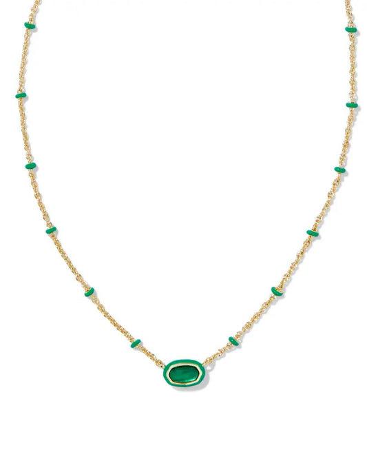 Mini Elisa Enamel Frame Pendant Gold Emerald Illusion - She Chester