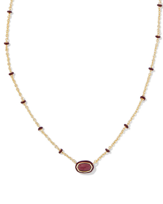 Mini Elisa Enamel Frame Pendant Gold Maroon Magnesite - She Chester