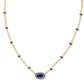 Mini Elisa Enamel Frame Pendant Gold Navy MOP - She Chester