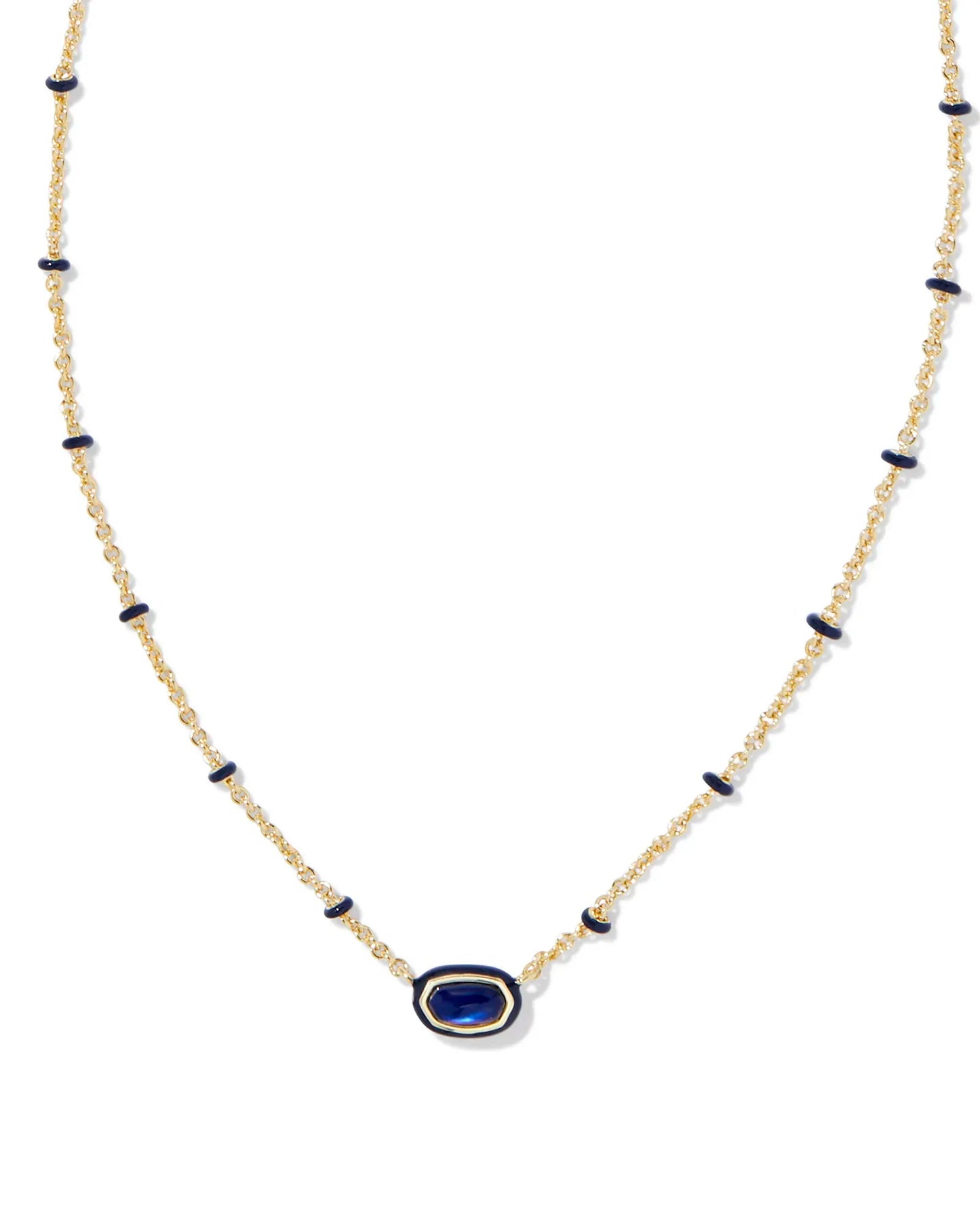 Mini Elisa Enamel Frame Pendant Gold Navy MOP - She Chester