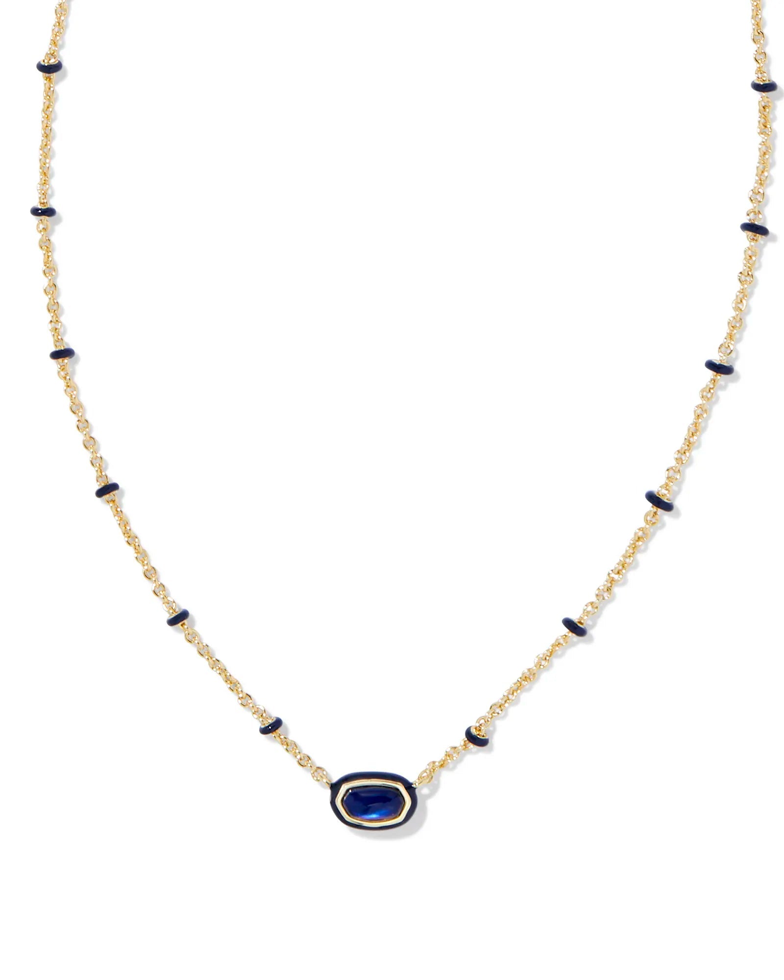 Mini Elisa Enamel Frame Pendant Gold Navy MOP - She Chester