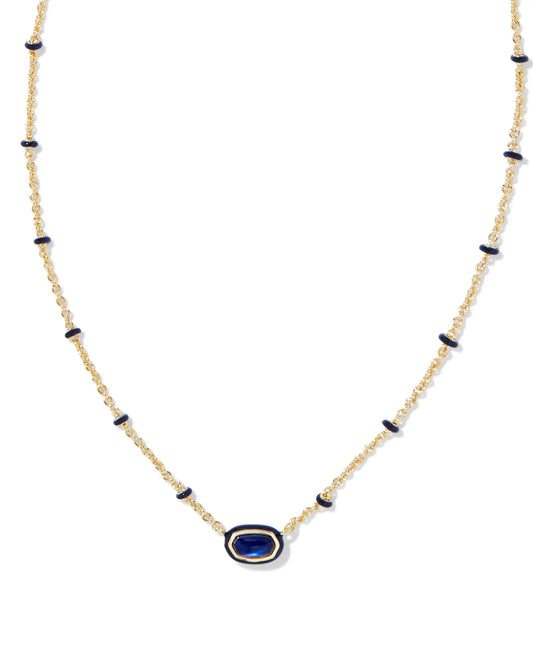 Mini Elisa Enamel Frame Pendant Gold Navy MOP - She Chester