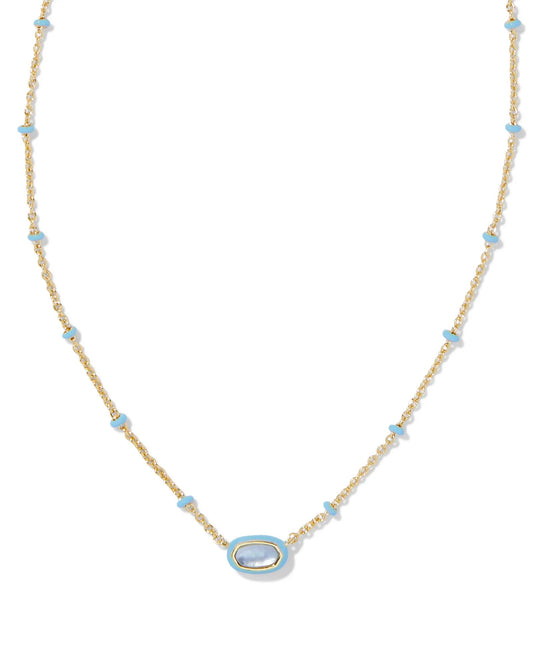 Mini Elisa Enamel Frame Pendant Gold Periwinkle Illusion - She Chester