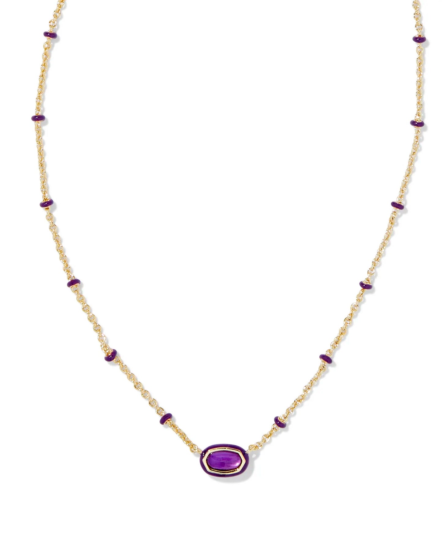 Mini Elisa Enamel Frame Pendant Gold Purple MOP - She Chester
