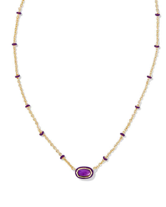 Mini Elisa Enamel Frame Pendant Gold Purple MOP - She Chester