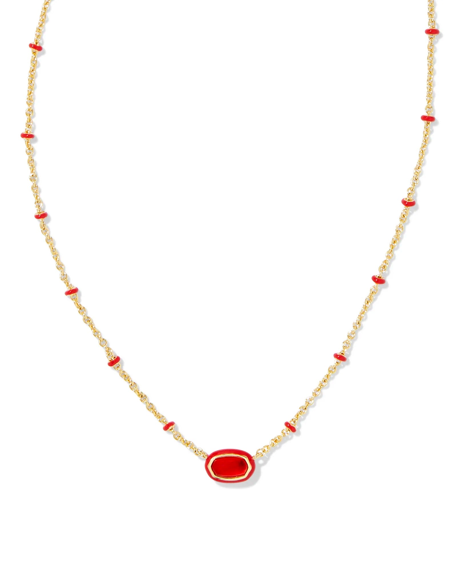 Mini Elisa Enamel Frame Pendant Gold Red Illusion - She Chester