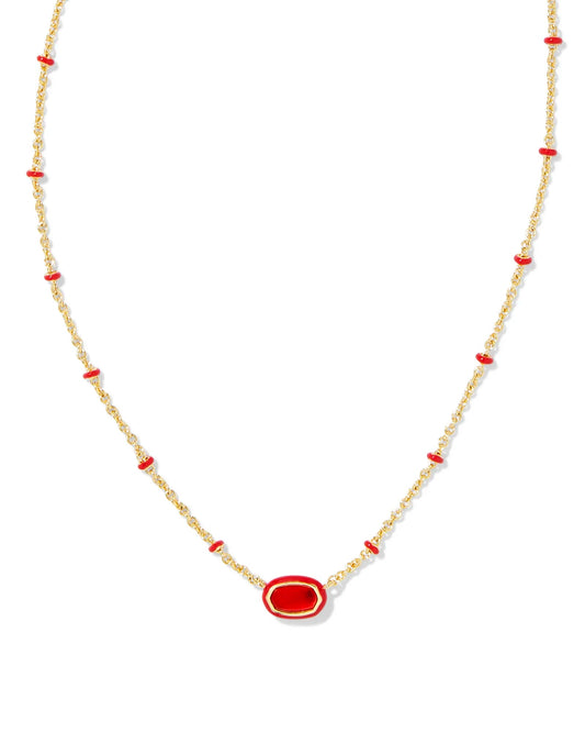 Mini Elisa Enamel Frame Pendant Gold Red Illusion - She Chester