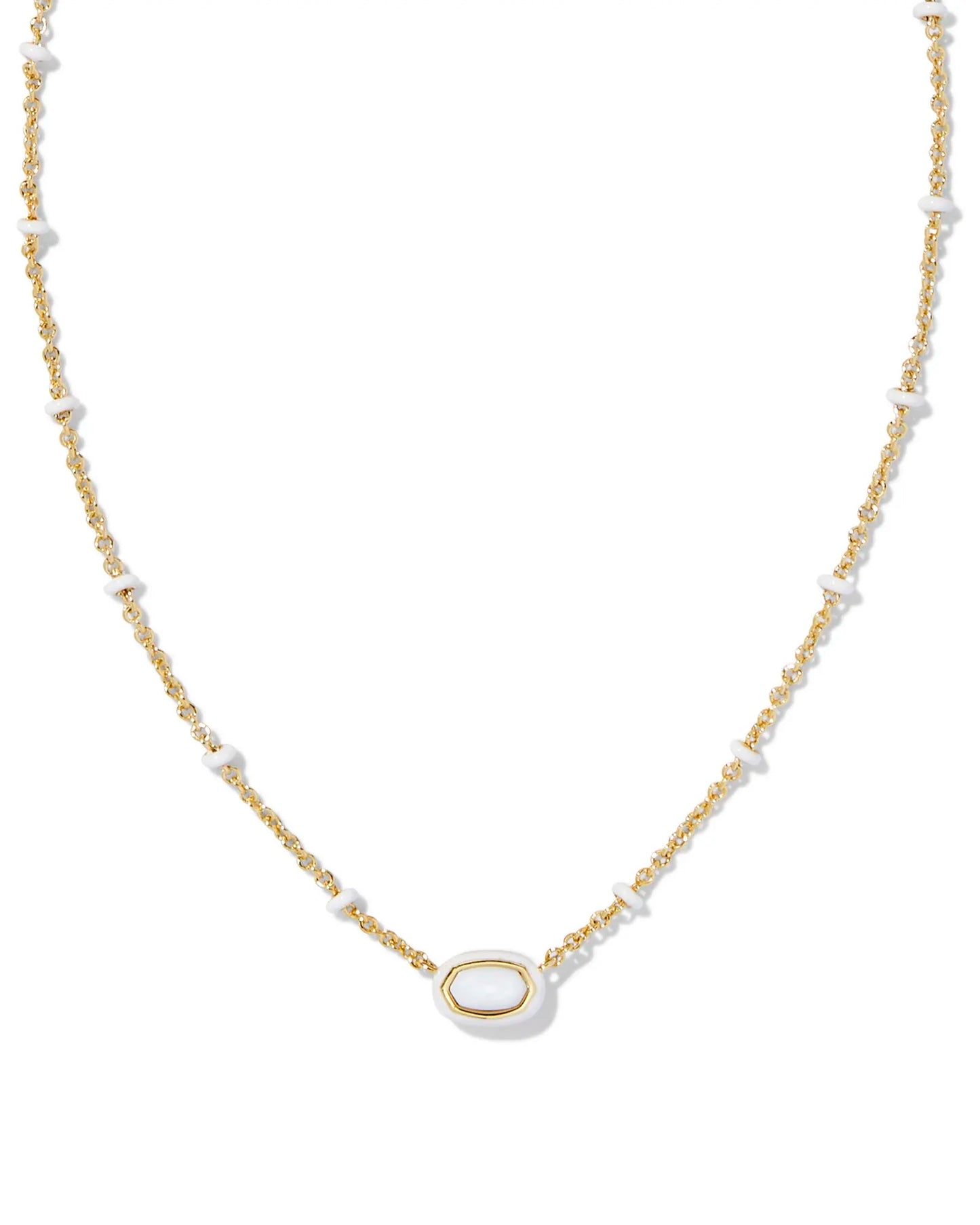 Mini Elisa Enamel Frame Pendant Gold White MOP - She Chester