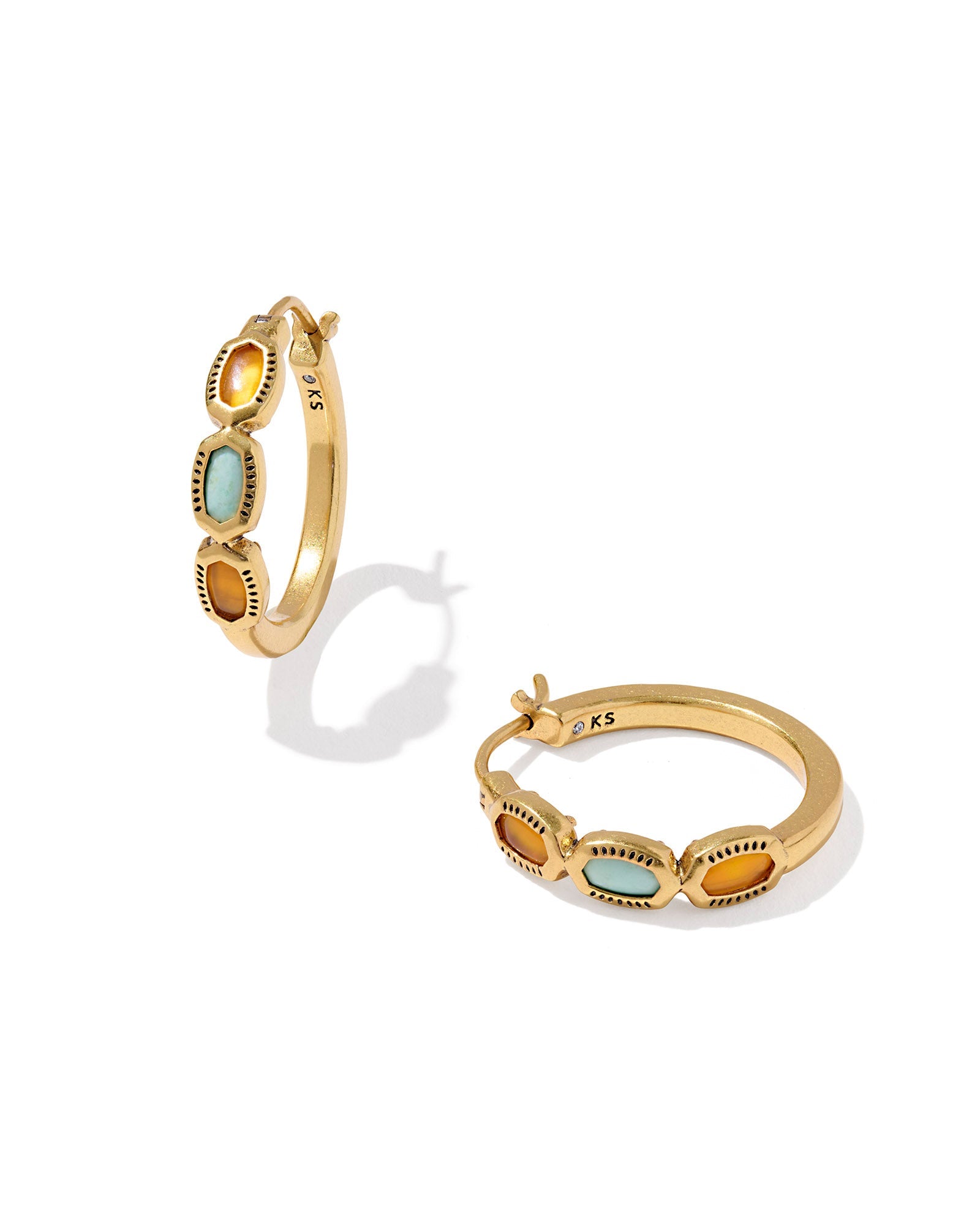 MINI ELISA HOOP EARRINGS VINTAGE GOLD MULTI MIX - She Chester