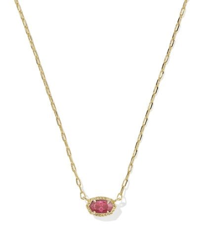 Mini Elisa Luxe Short Pendant Necklace - Gold Burgundy Crystal - She Chester