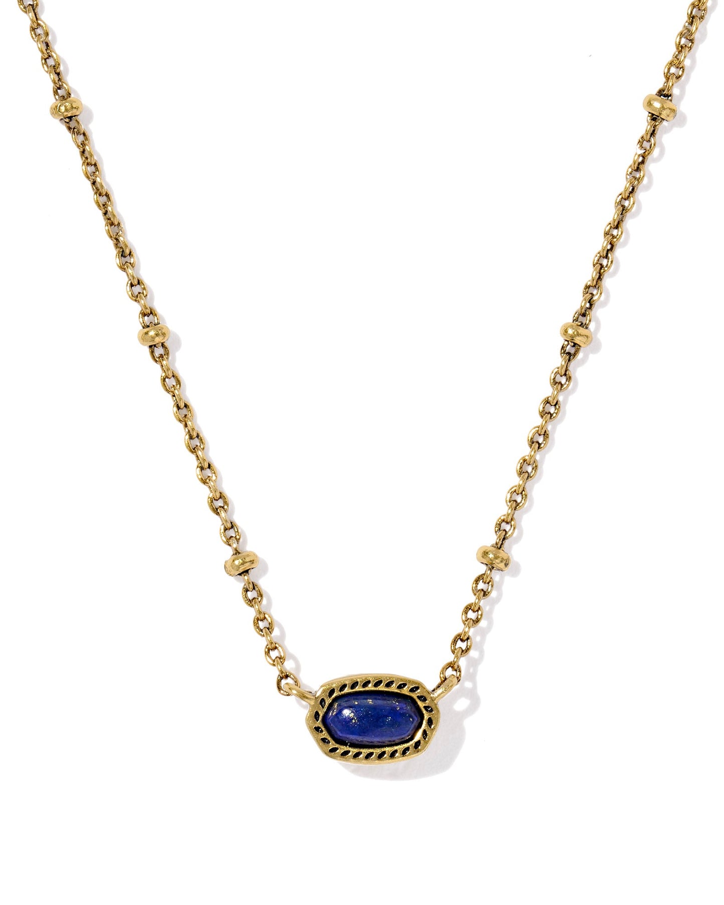 MINI ELISA SATELLITE SHORT PENDANT NECKLACE VINTAGE GOLD BLUE LAPIS - She Chester