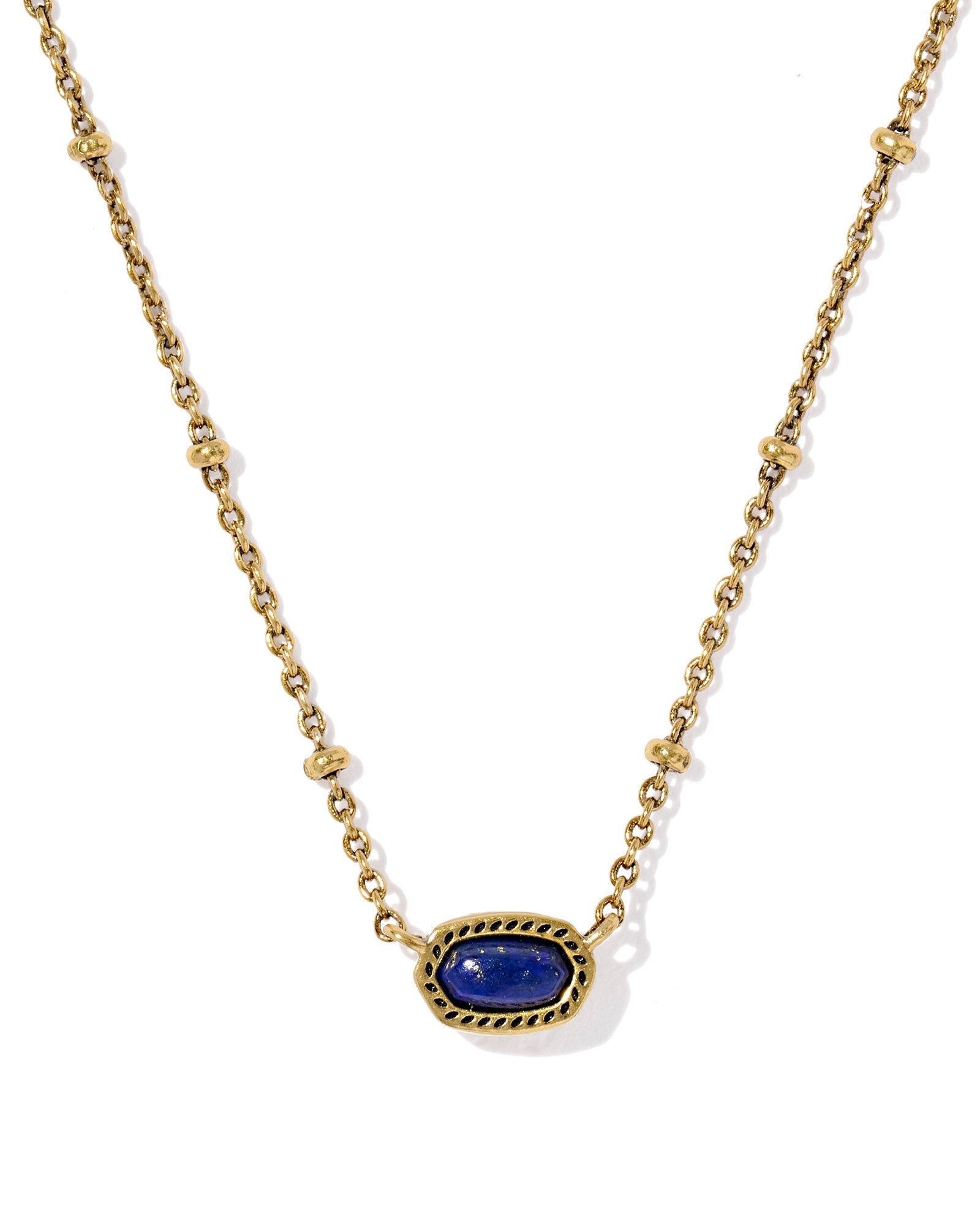 MINI ELISA SATELLITE SHORT PENDANT NECKLACE VINTAGE GOLD BLUE LAPIS - She Chester