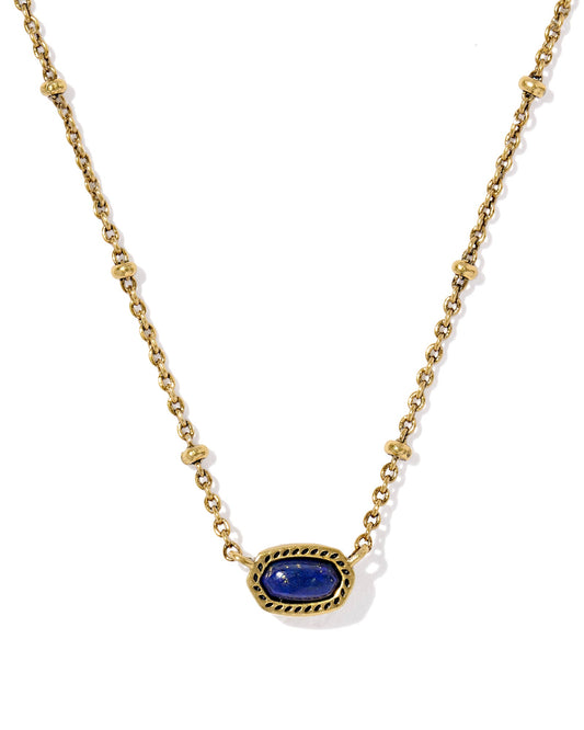 MINI ELISA SATELLITE SHORT PENDANT NECKLACE VINTAGE GOLD BLUE LAPIS - She Chester