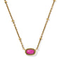 MINI ELISA SATELLITE SHORT PENDANT NECKLACE VINTAGE GOLD DARK FUCHSIA VARIEGATED MAGNESITE - She Chester