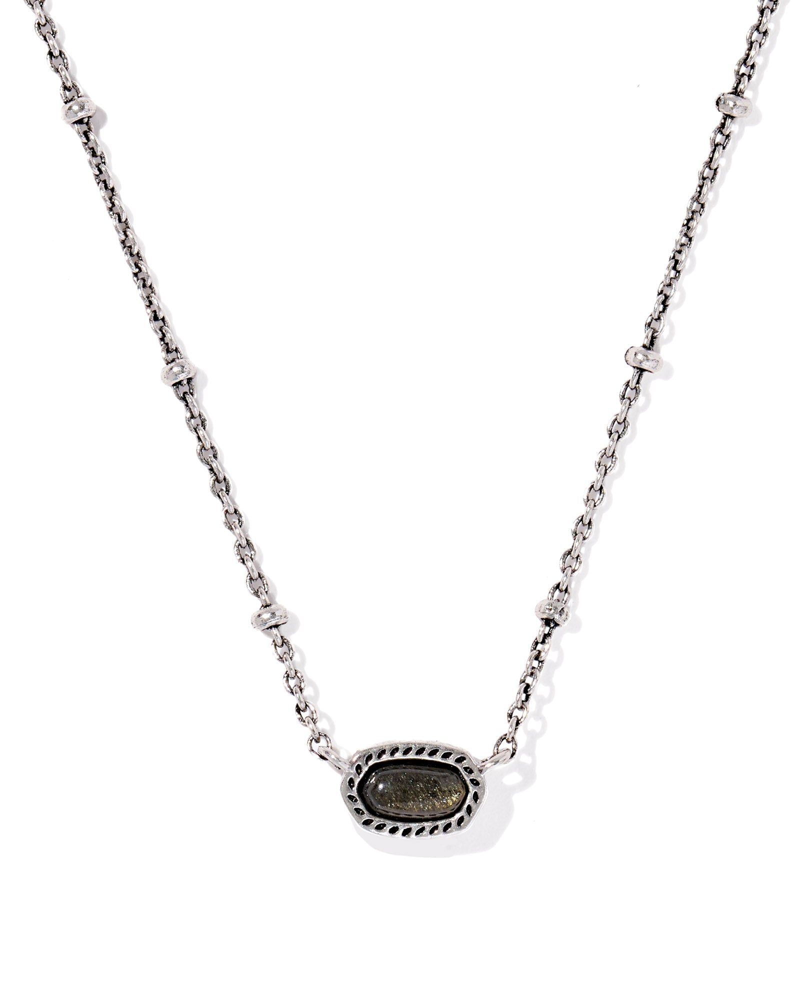 MINI ELISA SATELLITE SHORT PENDANT NECKLACE VINTAGE SILVER GOLDEN OBSIDIAN - She Chester