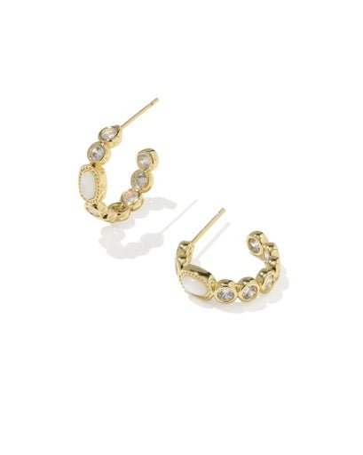 Mini Elisa Tennis Huggie Earrings - Gold White Mix - She Chester