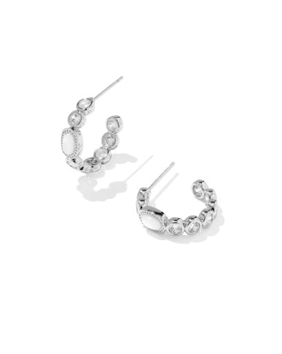 Mini Elisa Tennis Huggie Earrings - Silver White Mix - She Chester