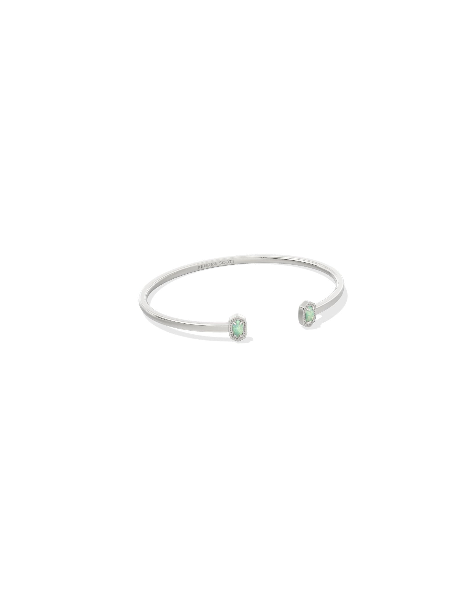 MINI ELTON CUFF BRACELET SILVER GREEN LAB GROWN OPAL S/M - She Chester