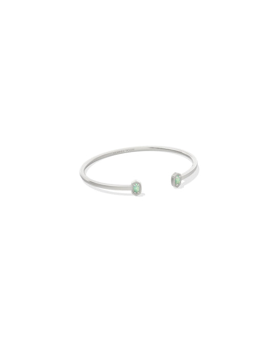 MINI ELTON CUFF BRACELET SILVER GREEN LAB GROWN OPAL S/M - She Chester