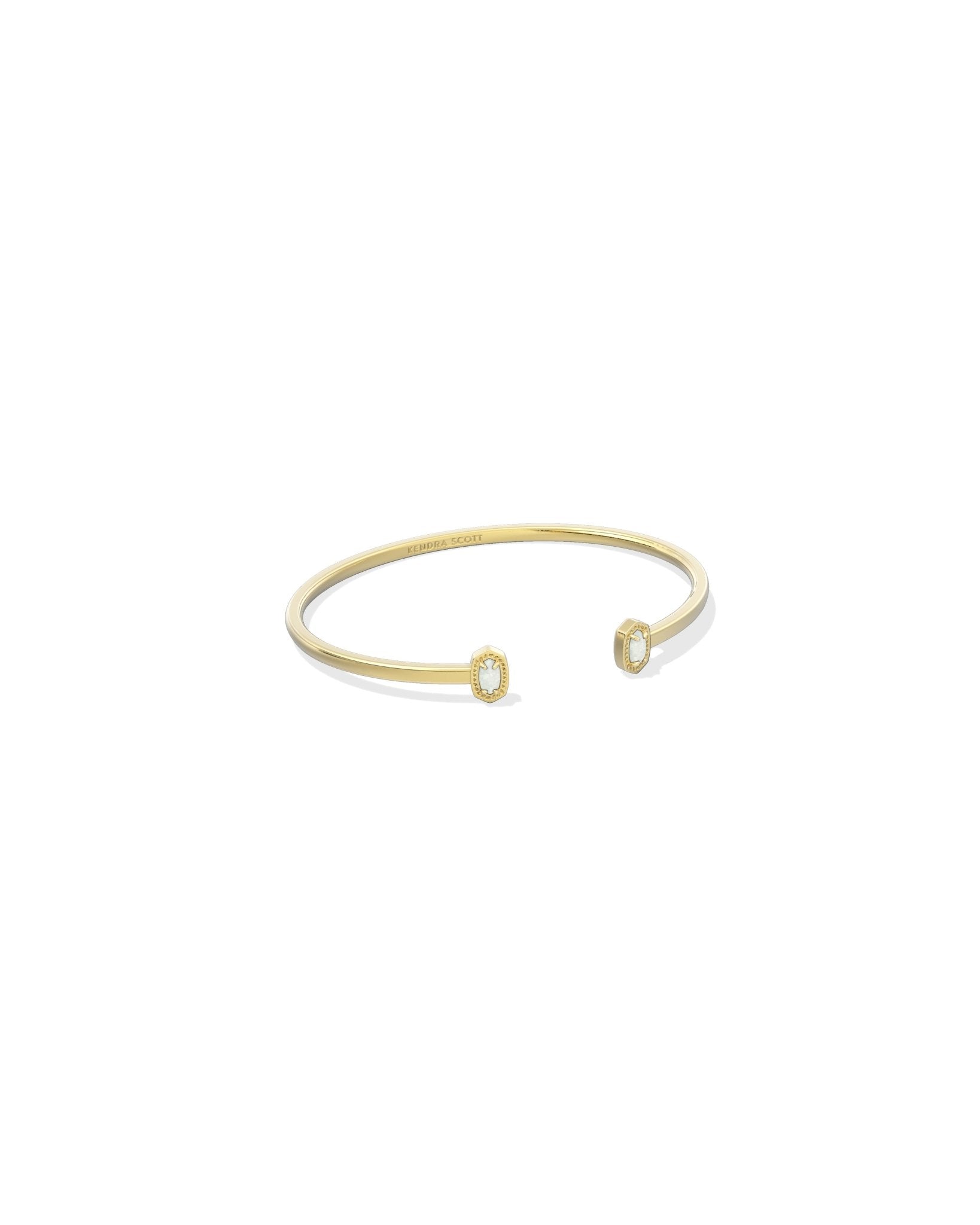 MINI ELTON CUFF BRACELETGOLD BRIGHT WHITE LAB GROWN OPAL S/M - She Chester